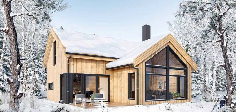 Каркасный дом зимой